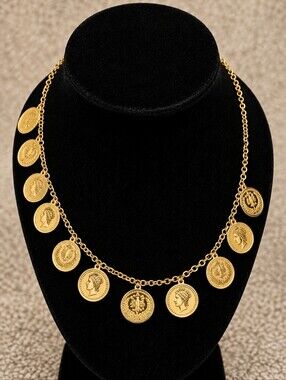 22kgp Dubai Jewelry Gold Coin Charm Necklace - Women Jewelry